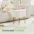 thumbnail image 5 of Parcus Faux Fur Vanity Stool with Storage, 16"L x 12.2"W x 18.9"H, Makeup Ottoman Chair with Padded Seat, 4 Metal Legs & Adjustable Anti-Slip Feet, 5 of 10