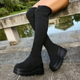 thumbnail image 4 of Miluxas Women's Over the Knee Platform Thigh High Boots Long Stretch Soft Chunky Lug Sole Fall Boots Black 8.5(41), 4 of 9