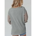 thumbnail image 6 of Women Long Sleeve Tops Oversized Trendy Round Crew Neck Casual Color Block Womens Shirts Blouses Gray S, 6 of 7