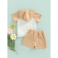 thumbnail image 4 of Franhais Newborn Boy Short Pants Outfits, Contrast Color Patchwork Short Sleeve Hooded Tops + Elastic Waist Shorts Set, 4 of 8