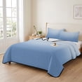 thumbnail image 2 of Full Quilt Set 78''x90'', Blue Ombre Lightweight Summer Bedspread Coverlet Set with 2 Pillow Shams, Modern Minimalist Gradient Aesthetic Breathable All Season Quilt Bedding for Bedroom/Guest Room, 2 of 9