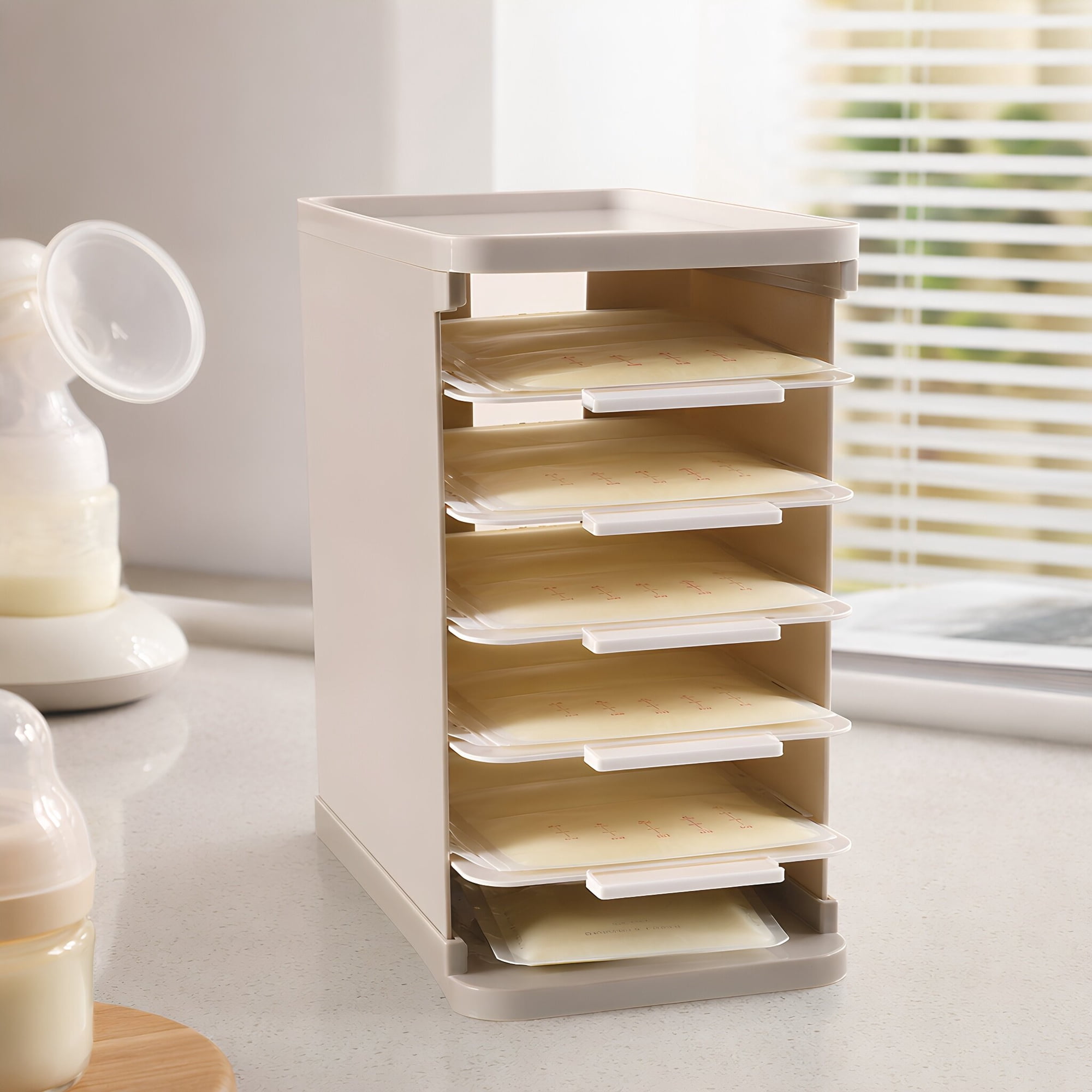 UPOUART Breastmilk Freezer Organizer Detachable PP Tray for 4-8oz Storage Bags