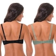 thumbnail image 2 of Curve Muse Women Plus Size Underwire Add 1 and a Half Cup Push Up Lace Mesh Bra-2PK-Sage,Black-42D, 2 of 6
