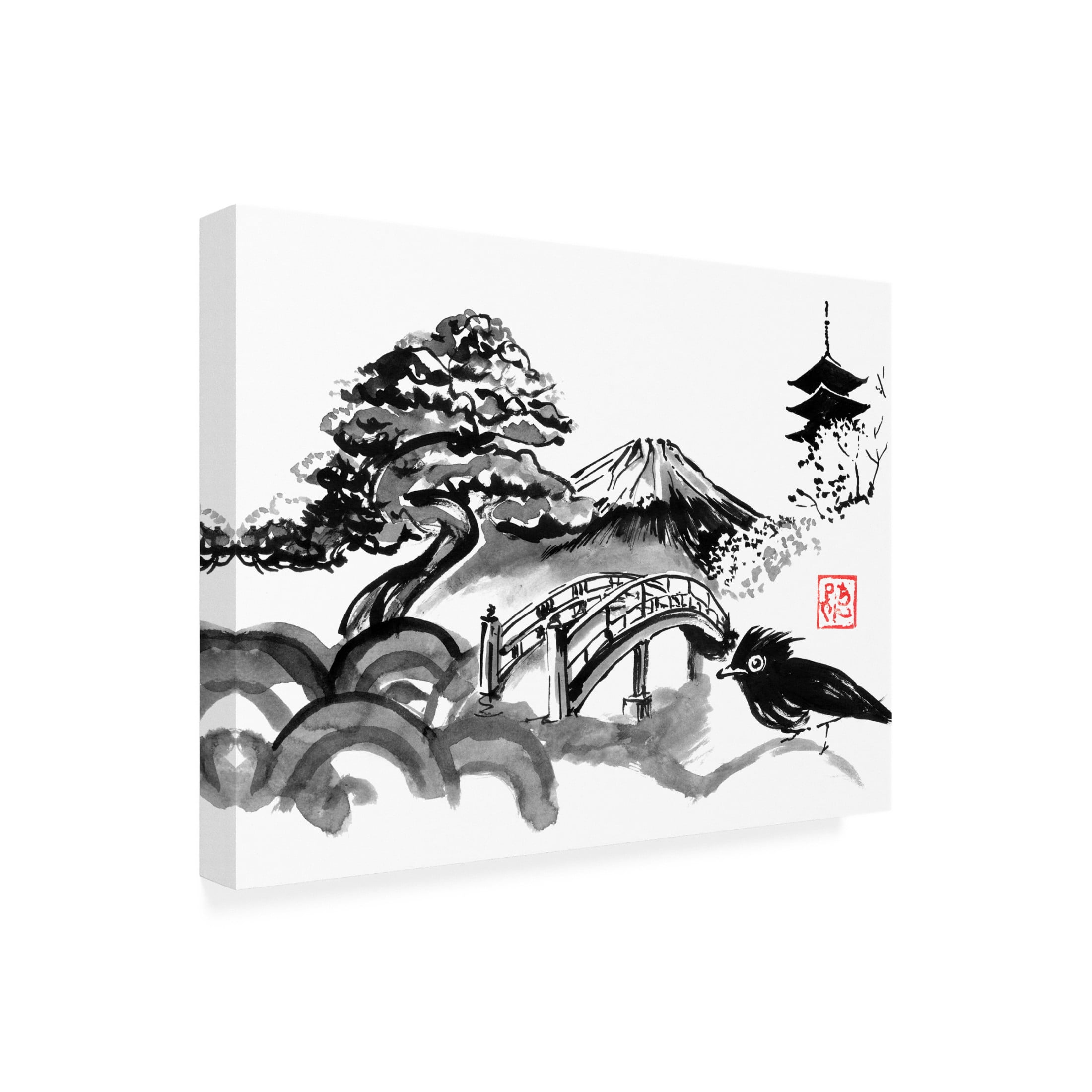 Canvas Wall Art - Pechane 'Jardin Zen' Wall Art for Living Room, Bedroom, or Office Décor by Trademark Fine Art - 47 x 35 Inches