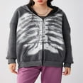 thumbnail image 3 of MesaSe Sweat à Capuche Femme Rétro à Manches Longues et Imprimé Skeleton, 3 of 9