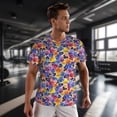 thumbnail image 3 of Wukai The Garden Tricolor Pansy Flower Print Men's Short-Sleeved Mesh T-Shirt,Quick-Dry Short Sleeve Workout T-Shirt-Small, 3 of 8