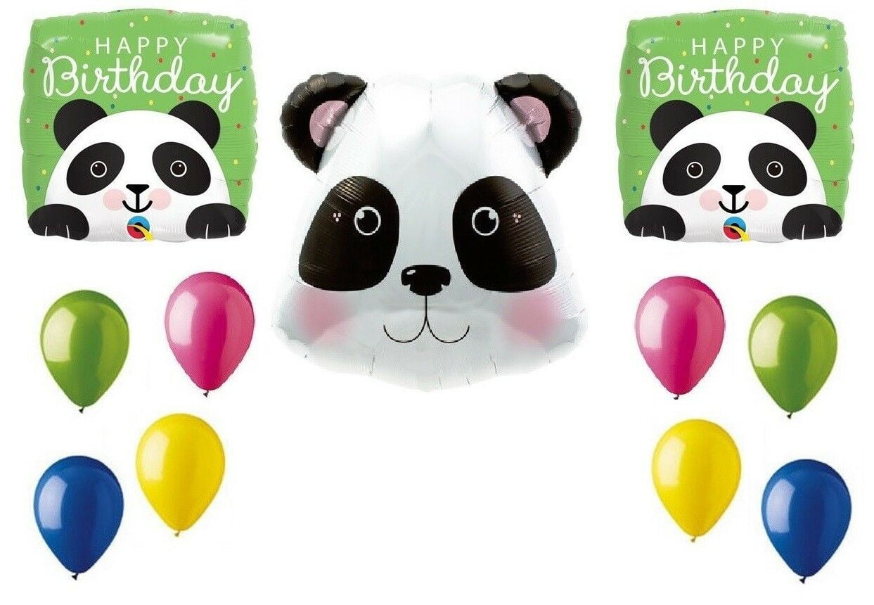 24'' Colorful Pandas & Pink Panda with Bow Inflate Party Decorations Set of 5 