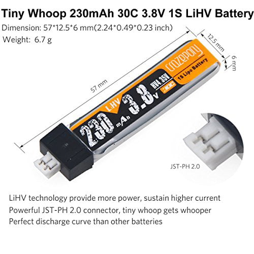 Crazepony 4pcs 230mAh HV 1S Lipo Battery 30C 3.8V For Tiny Whoop Blade JST-PH