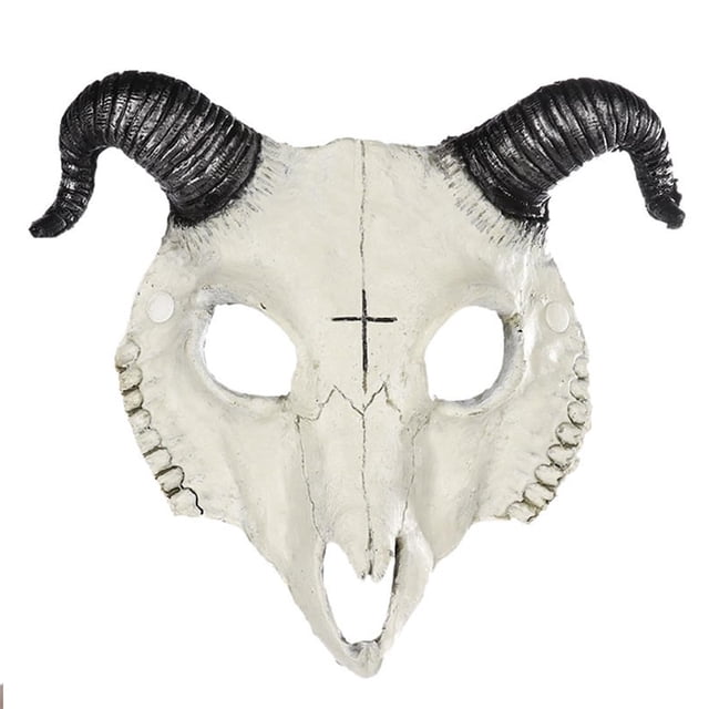 Máscara Joukavor con forma de calavera de cabra, aterradora máscara de esqueleto animal para Halloween, máscara facial realista (estilo A)