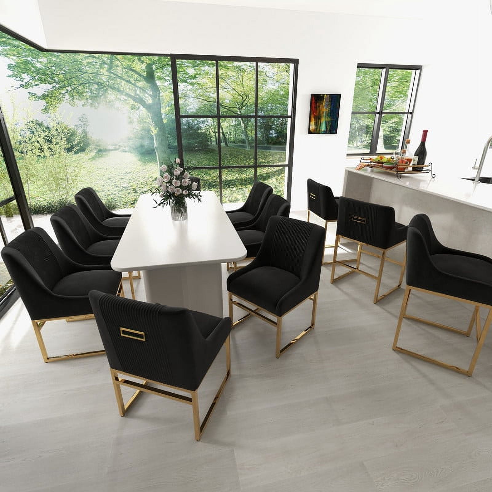 SEYNAR Modern Velvet Upholstered Accent Dining Chairs Set of 8, Kitchen Side Chair with Metal Frame for Living Room