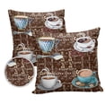 thumbnail image 2 of Outdoor Throw Pillow Cover Blue White Cup Set with Coffee Waterproof Cushion Covers 2 Pack Cocoa Bean and Quote on Brown Pillow Cases Home Decoration for Patio Garden Couch Sofa, 2 of 7