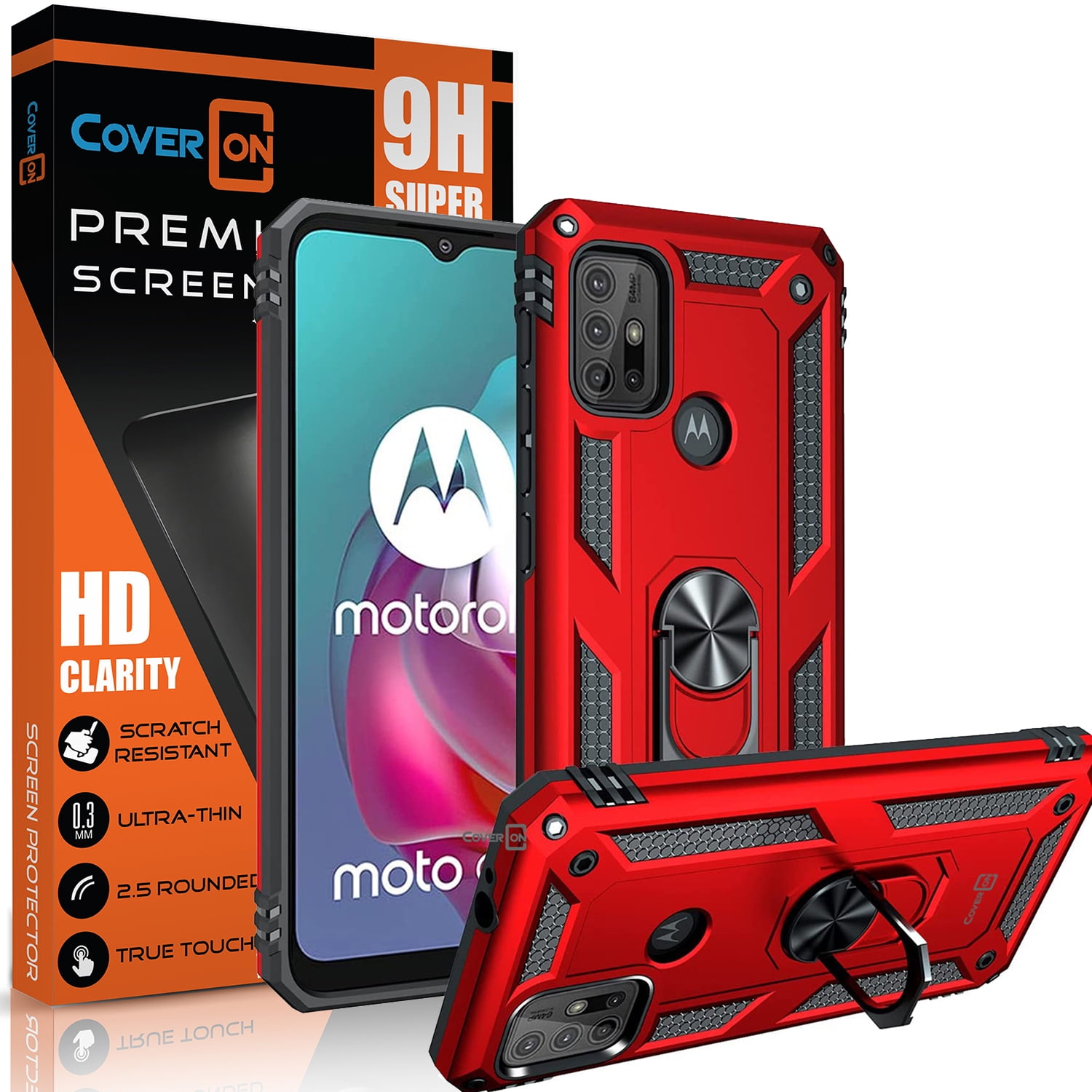 youmehe Cover per Telefono Motorola Moto G30/G10, Acrilico Trasparente Backplane,TPU Bumper Case,360 Gradi Antiurto Custodia -(Nero