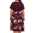 thumbnail image 4 of Plus Size Women's Summer Splicing Boho Floral Short Sleeve Shirt Skirt Dresses Long Maxi Dress Party Cocktail Beach Sundress XL-5XL, 4 of 4