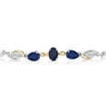 thumbnail image 2 of Gem Stone King 925 Silver and 10K Yellow Gold Blue Sapphire and White Moissanite and Lab Grown Diamond Tennis Bracelet for Women By Keren Hanan (1.80 cttw, Adjustable up To 9 inch), 2 of 3