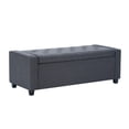 thumbnail image 4 of IVV 48" Linen Upholstered Storage Ottoman Bench with Tufted Seating, Safety Hinge, and Rubber Wood Legs, for Entryway, Bedroom, Living Room (Gray), 4 of 7