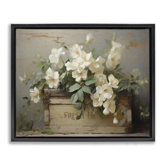 Stupell Industries Fresh Rustic Flowers Botanical & Floral Painting Black Floater Framed Art Print Wall Art, 21 x 17