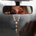 thumbnail image 4 of Rosario de coche, Rosario de espejo retrovisor, Cruz de bendición de coche católico, Camión, Motocicleta, Espejo retrovisor de coche, Accesorios decorativos Oro, 4 of 4