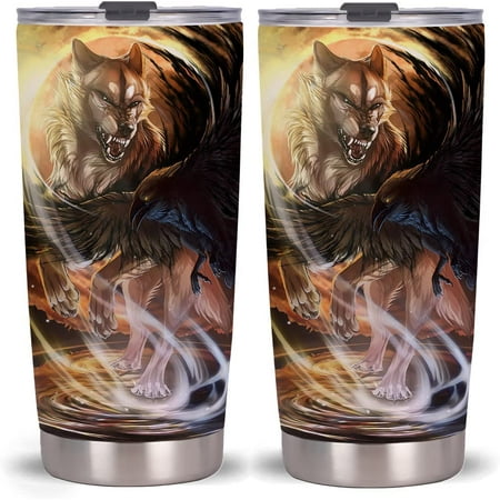

20oz Wolf Eagle Tumbler Cup With Lid Stainless Steel Double Wall Vacuum Thermos Insulated Travel Coffee Mug(Wolf Eagle Tumbler ) One Tumbler Cup