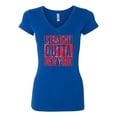 thumbnail image 2 of Straight Outta New York NYG Fan | Fantasy Football | Womens Sports Slim Fit Junior V-Neck Tee, Royal, 2XL, 2 of 4