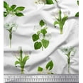 thumbnail image 1 of Soimoi White Japan Crepe Satin Fabric Leaves & White Floral Print Fabric by The Yard 42 Inch Wide, 1 of 1