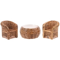 BESTSKY 1 Set of Dollhouse Furniture Woven Table Chair Model Set Miniature Dollhouse Accessories