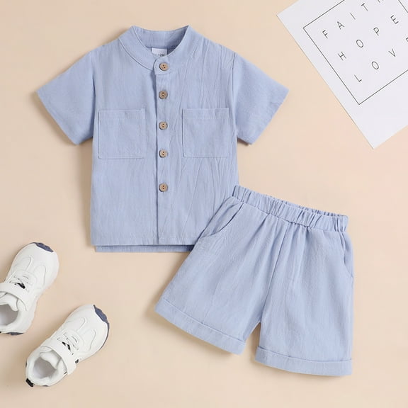 XUELUO Toddler Boys Casual Outfit Sets Girls Short Sleeve Summer Gentleman Tops Hawaii Beach Holiday Solid Shirts T Shirt Shorts Outfits Clothing Sportwear