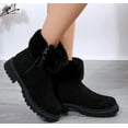 thumbnail image 4 of Women's Black Suede Ankle Boots with Faux Fur Cuff - Warm & Stylish Winter, 4 of 15