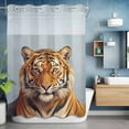 thumbnail image 2 of Sunglasses Tiger No Hook Shower Curtain with Snap in Liner Retro Funny Tiger Grey Background Waterproof Bathroom Shower Curtain with See Through Top Window for Bathtub 72" x 84", 2 of 9