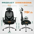 thumbnail image 3 of JONPONY 700lbs Big and Tall Office Chair with Wide Thick Seat Cushion Ergonomic Computer Mesh Desk Chairs with 4D Armrests, Adjustable Lumbar Support and Headrest for Adults 8 Hours daliy Work,Black, 3 of 11