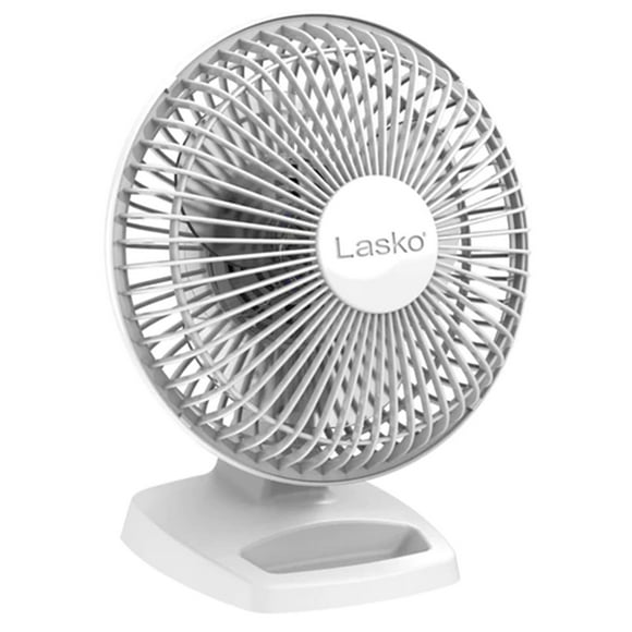 Lasko 6" 2002W 2-Speed Personal Portable Table Fan with Storage Tray, White