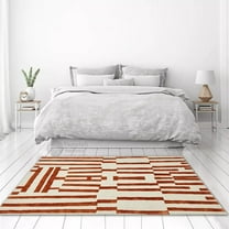 Teppich Homes Geometric Luxury Under Your feet Contemporary Tufted Off-White Geometric Area Rugs, 8 x 11, Fade Resistant