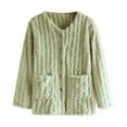thumbnail image 2 of FDGIU Women's Fleece Pajama Jacket‌, Oversized V-Neck Cardigan Coat with Pockets, Cozy Winter Sleepwear & Loungewear, 2 of 3