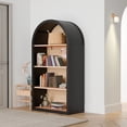 thumbnail image 2 of CQSXDA Black Arched Bookshelf for Home & Office 43" Tall 4-Tier MDF Storage Shelf with Anti-Tipping Safety, 2 of 10