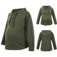 thumbnail image 2 of asdoklhq Maternity Clothes for Women,Maternity Solid Color Pullover Sweatshir Long Sleeve Hooded Tops Sweater, 2 of 9