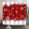 thumbnail image 2 of Duangreer Vintage Red Christmas Shower Curtain with 12 Hooks, Winter Holiday White Snowflake Bathroom Decor, Waterproof, 72"x72", 2 of 5