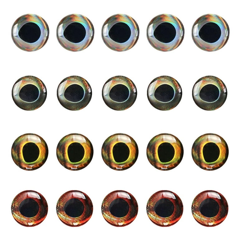 20Pcs 4D Fishing Lure Eyes Artificial Holographic Lure Eyes DIY Fly Fishing  Lures Fly Tying Materials (Random Color 4mm 0.16inch) 