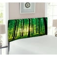 thumbnail image 2 of Forest Headboard, Trees Forest Picture from Indoor Sun Rays as Background Wooden Floor Art Print, Upholstered Decorative Metal Bed Headboard with Memory Foam, Twin Size, Green Brown, by Ambesonne, 2 of 4