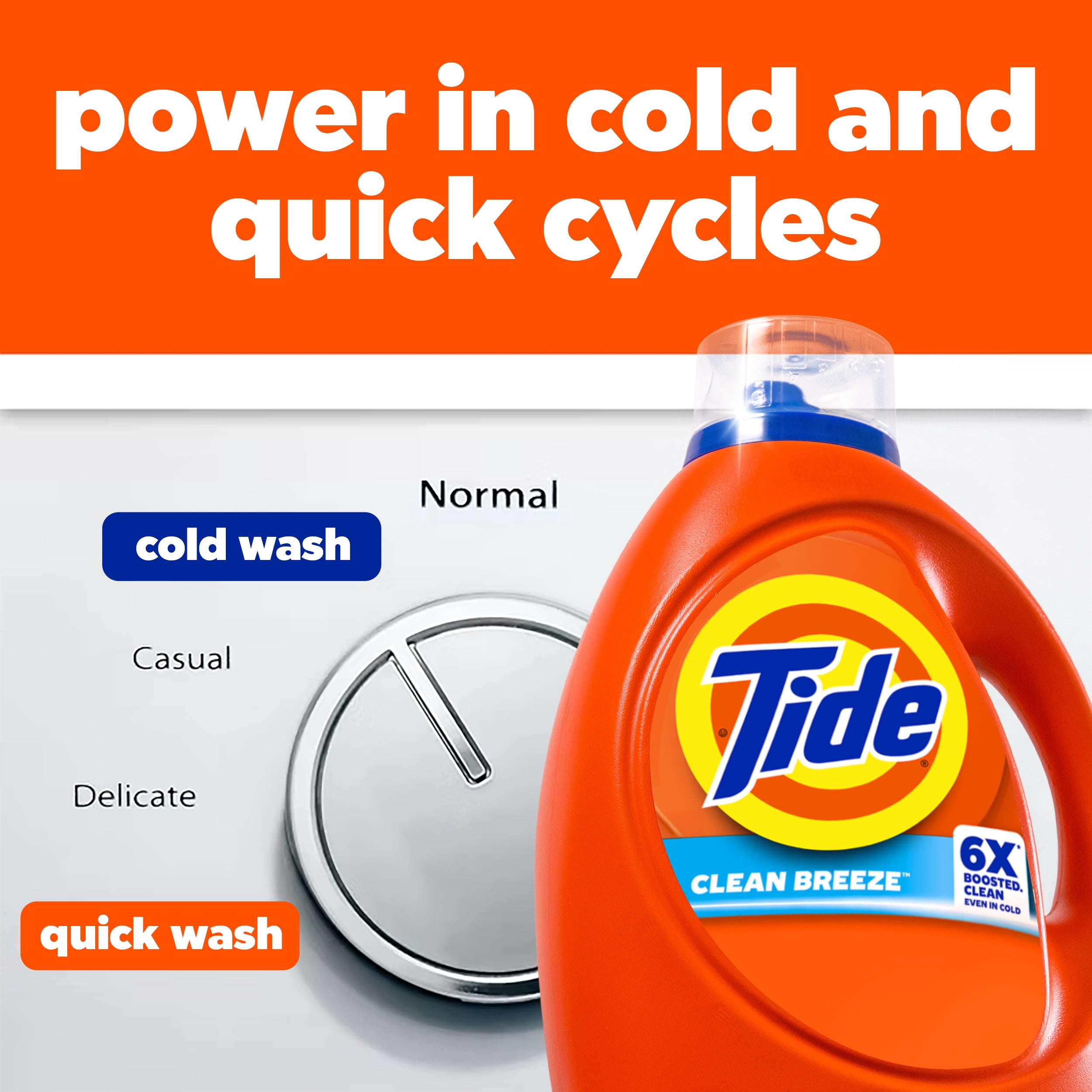 Tide Laundry Detergent Liquid with 6X Boosted Cleaning Power, Clean Breeze Scent, 100 fl oz, 80 Loads