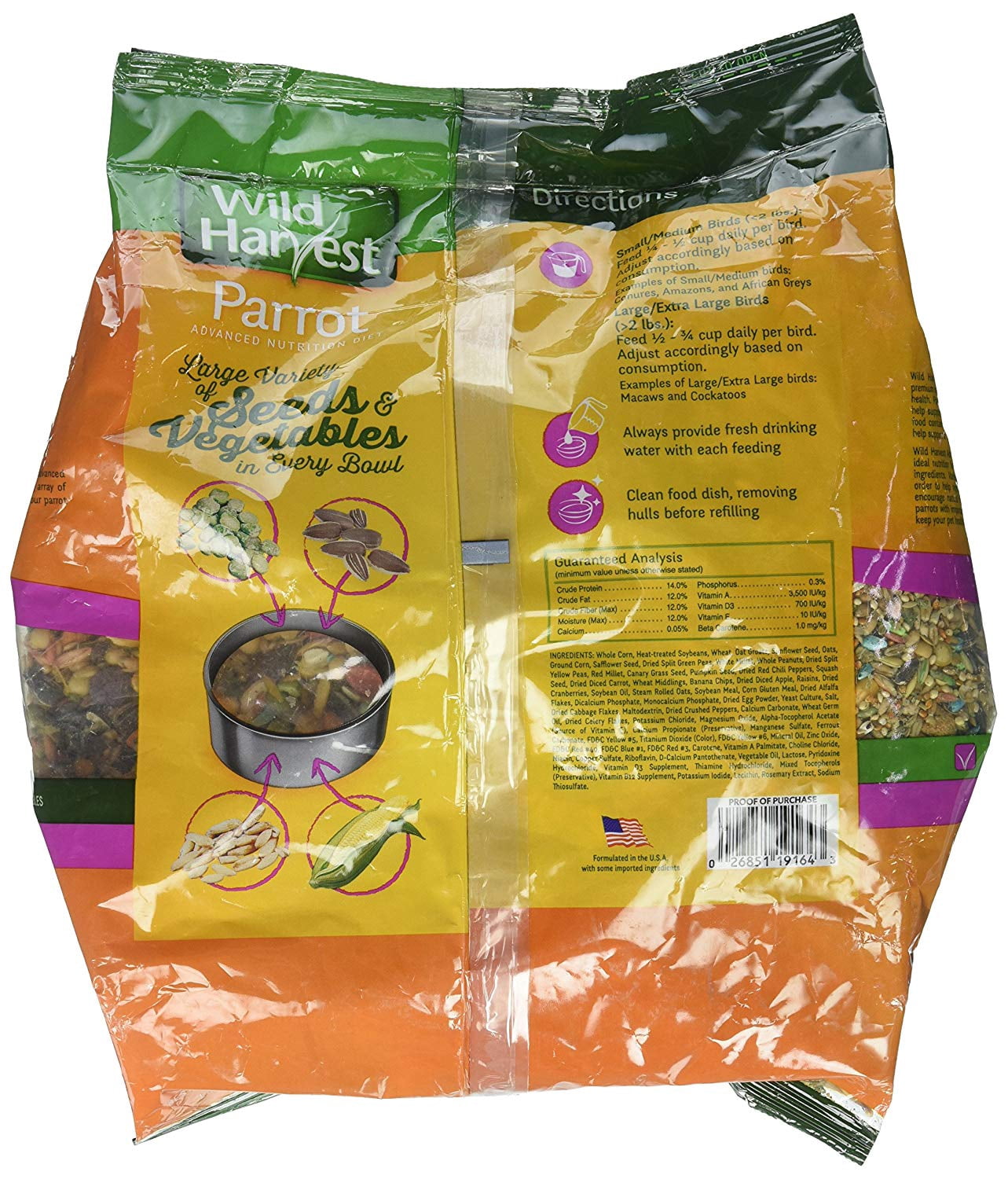 Wild Harvest Advanced Nutrition Parrot 4 Pounds, Seed, Grain And Vegetable Mix