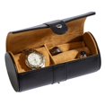 thumbnail image 1 of 6 x 3 in. Leather Round Jewelry Case, Black, 1 of 1