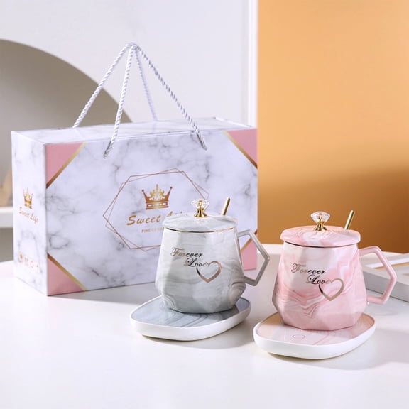 Smart Coffee Mug Warmer Set • Ceramic Mug 14oz (400ml) • Temperature Control Plate for Coffee Tea Beverage • Fast Heat Desktop Warmer • Multicolor Valentines Gift