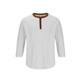 thumbnail image 3 of Tops de Verano Ligeros, Camiseta de Cuello Redondo de Manga Corta de los Hombres con Bloqueo de Color de Tres Botones Hecha de Tela Transpirable, Tops de Verano Informales, 3 of 5