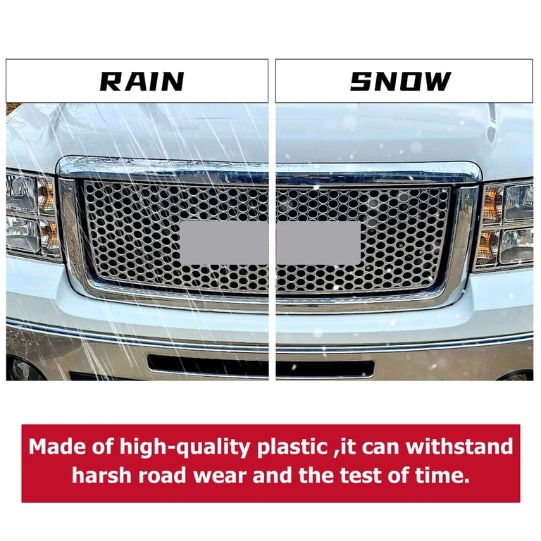 Glossy Black Front Bumper Grill Cover For 2007-2013 GMC Sierra 1500 | Round Hole Mesh, Badgeless