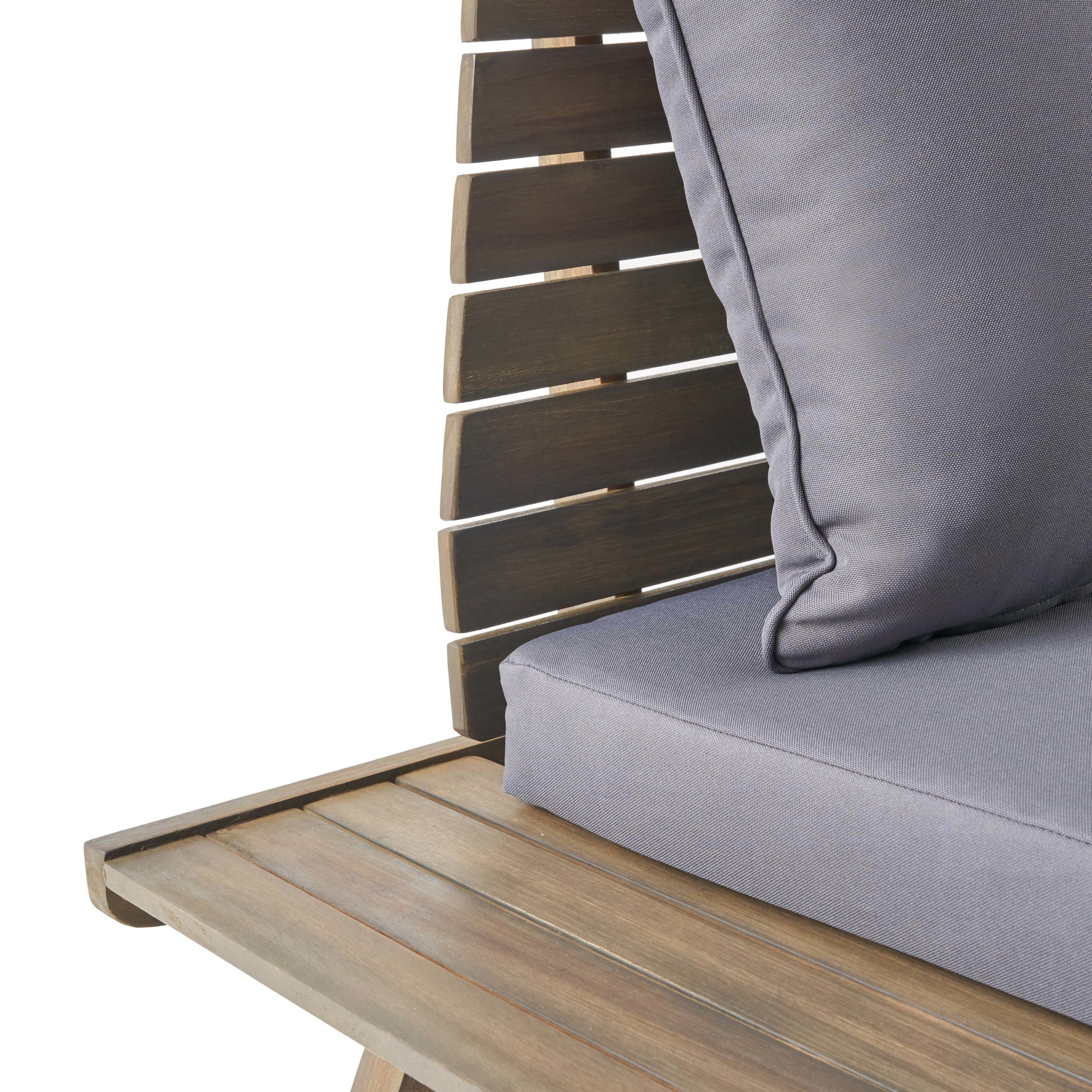 Sudbury Acacia Wood Outdoor Club Chairs with Cushions, Gray, Dark Gray
