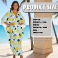 thumbnail image 7 of Xoenoiee Lemon Leaves Print Kaftan Dresses for Women V Neck Summer Swimsuit Cover up Batwing Sleeve Caftan Maxi Beach Dresses Boho Moomoo Dresses, 7 of 7