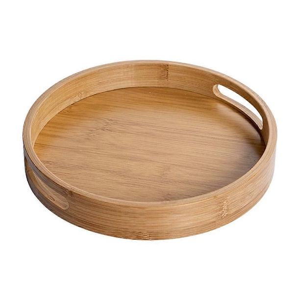 1Pc Portable Bread Tray Round Bamboo Fruit Bowl Bread Cake Bamboo Tray for Home