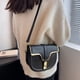 thumbnail image 5 of Bolso de hombro para mujer, estilo retro, con broche, tipo bandolera, con correa de piel extraíble, color negro:;:;, 5 of 5