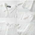 thumbnail image 6 of YLSDY Men's Allover Lacework Camp Shirt, Openwork Floral & Geometric Pattern, Short Sleeve Button-Down Cover-Up Top White XXXL, 6 of 6