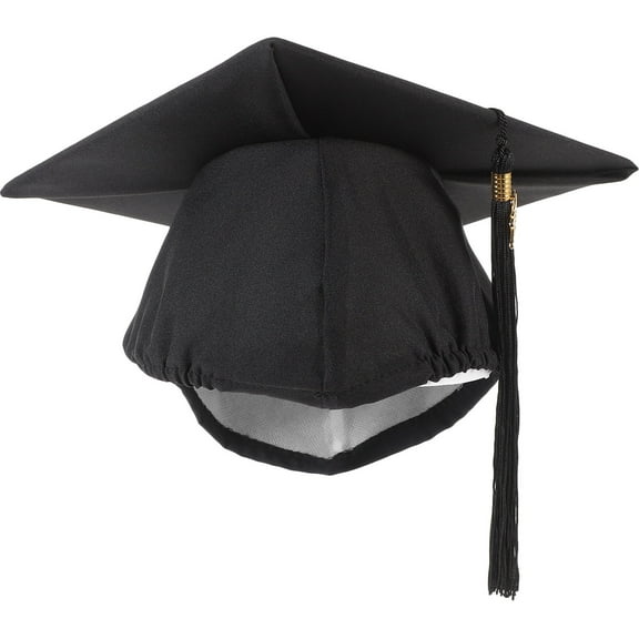 ifundom Graduation Cap with Tassel for Bachelor Degree Graduates, Black Polyester, Elegant Design, 1 Piece Graduation Hat