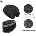 thumbnail image 6 of PULLIMORE Winter Beanie Hat Scarf Set for Men Women Thick Warm Knit Skull Cap Circle Scarf Set with Fleece Lining (Dark Blue), 6 of 9